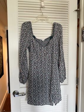 Floral Long Sleeve Dress - Green Pink